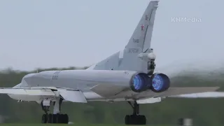 Tu-22M3 rumble takeoffs, pair flybys, landings