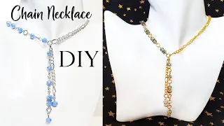 DIY! So Easy!! How to Make a Crystal Chain Necklace with Headpins & Eyepins