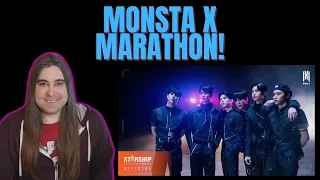 Monsta X Marathon!  Reacting to "Gambler, One Day, Rush Hour & You Problem" MVs!