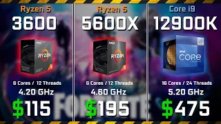 Ryzen 5 3600 vs Ryzen 5 5600X vs Core i9 12900K Test in 10 Games and Rendering