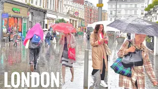 Rainy London, Walking Most Expensive Areas of London in in Heavy Rain | Kensington & Chelsea | 4K