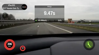 Honda Civic Type R  FK8 ( stage 2 ) acceleration 100 - 200 km/h Dragy new personal record