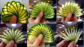 Cucumber Decoration : Easy Way to Make Cucumber Carving with Sushi Man Santosh (Part 1)