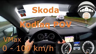 Skoda Kodiaq 2.0TDI 4x4 140kW/190PS POV 0 - 100 / TopSpeed / Launch Control / German Autobahn