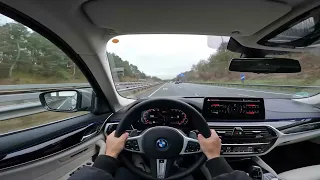 POV Drive BMW 545e xDrive G30 LCI on German Autobahn