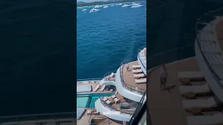 Helicopter landing on a yacht deck