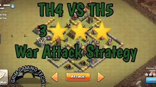 Th4 vs Th5 War attacks 3 stars Strategy - Clash Of Clans - 100% destruction to Th5 by Th3 in COC