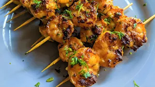 Quick and simple Prawn Skewers | Tender and juicy Prawn Skewers | Juicy Pan fried prawns