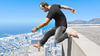 GTA 5 Jumping off Highest Buildings - GTA V Funny Moments #9