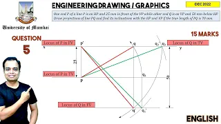 Mumbai University | Dec 2022 | Engineering Graphics | PYQ | Q5 | Projection of Lines