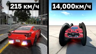 ОТ САМОЙ МЕДЛЕННОЙ ДО БЫСТРОЙ МАШИНЫ В ИГРАХ: GTA 5, BEAMNG, Forza Horizon и проч.