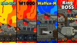 Эволюция Гибридов RAM vs W1000 vs Waffen-M vs King BOSS - Мультики про танки