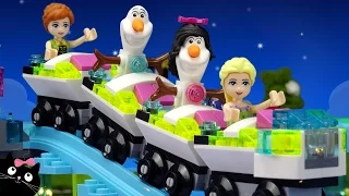 Las Princesas Disney Frozen Elsa Olaf van al Parque de Atracciones de LEGO Friends Juguetes Español