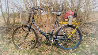 Велосипед с мотором от триммера, косилки