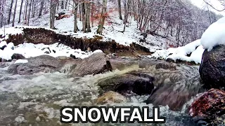 Relaxing snowfall season and river sounds 3 hours | Nature sounds meditation for stress relief