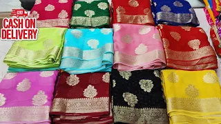 🔥 Designer Pure Khaddi Georgette Banarasi Zari Weaving Saree, #designersaree #khaddisaree