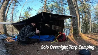 Solo Overnight Camping | Bushcraft Tarp Shelter