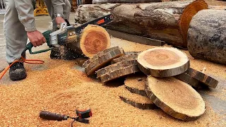 Professional And Creative Woodworking // Create A Unique Table From Wood Slices Of Large Tree Trunks