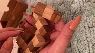 [ASMR] Whispered Wooden Puzzle Box Tapping & Scratching