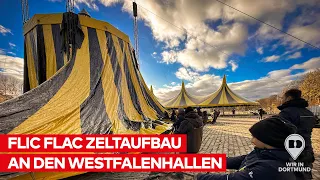 Flic Flac Zeltaufbau an den Westfalenhallen