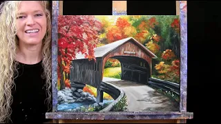 Learn How to Draw and Paint with Acrylics "COUNTRY BRIDGE" Easy Beginner Autumn Landscape Painting