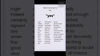 Synonyms for Yes | Yes Synonyms | what are the Synonyms for Yes | Other words for Yes | #shorts