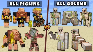 All Piglins vs All Iron Golems - Mutant & Titan Iron Golems vs Mutant Titan Piglin Brute