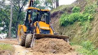 Driving and Repairing Damaged Old Hilly Road | Jcb Backhoe Hilly Road Work