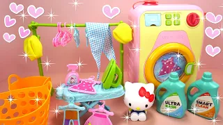 11 minutes Satisfying with Unboxing Cute Dalnim Hello Kitty Laundry Set  💕 ASMR(no music)