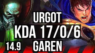 URGOT vs GAREN (TOP) | 17/0/6, Legendary, 8 solo kills, 37k DMG | KR Diamond | 14.9