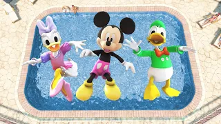 GTA 5 Mickey Mouse Minnie & Donald Duck Jumping Into Pool 4 (Euphoria Physics/Ragdolls)