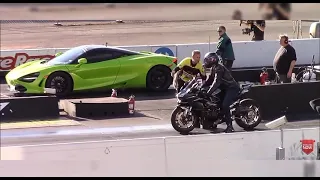 Mclaren 720s vs Kawasaki Ninja H2 1/4 Mile Streetspeed 717 vs 650ib