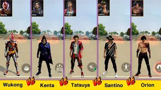 WUKONG VS KENTA VS TATSUYA VS SANTINO VS ORION DAMAGE TEST FREE FIRE / GARENA FREE FIRE