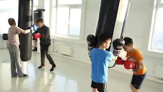 Boxing training for children. Strike training