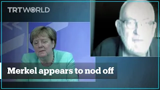 Merkel seems to nod off during a virtual conference