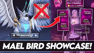 MAEL IS BROKEN *WITHOUT* MEGELLDA! Sunshine Mael Showcase Hraesvelgr! (PvE Showcase) 7DS Grand Cross