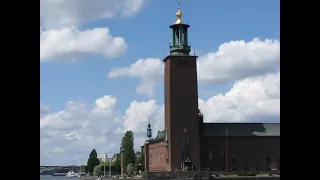 Восхождение на башню Стокгольмской ратуши (Stockholms stadshus) , вид на город . Подъём на Globen.