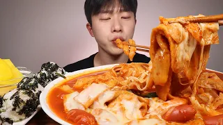 오랜만에 엽떡 먹는데 너무 매워요 . . .. .으아아아 엽기떡볶이 주먹밥 먹방 ASMR MUKBANG SPICY TTEOKBOKKI EATING