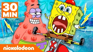 30 minuten lang de meest roekeloze momenten van SpongeBob en Patrick! | Nickelodeon Nederlands