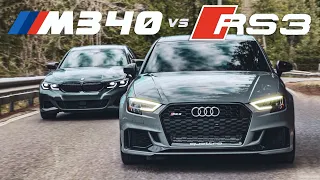 BMW M340i vs Audi RS3 showdown, can the M Lite ca take on an RS car? 4-Door Sports car battle! 0-60!