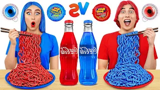 Desafío de Comida Roja vs Comida Azul | Momentos Divertidos por Multi DO Food Challenge