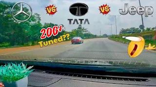 TATA HARRIER vs JEEP COMPASS vs Mercedes BENZ🤯 EPIC Highway Battle