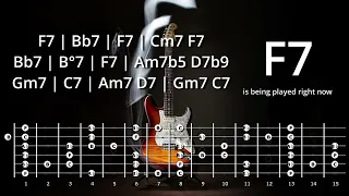 Jazz Blues Bebop Changes in F with Chords & Scales; 130 bpm Backing Track, Play along