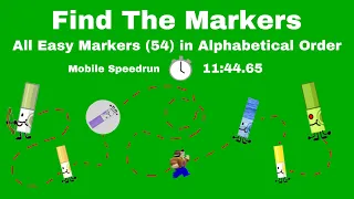 All Easy Markers (54) in Alphabetical Order | Mobile Speedrun | 11:44.65 | Find The Markers