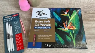 Using Oil Pastels (for the FIRST TIME) l Inexpensive Mont Marte Extra Soft Oil Pastels