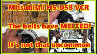 Mitsubishi HS-U58 VHS VCR Wont accept a tape - The belts have MELTED! - Not that uncommon.