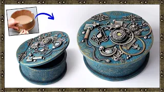 How to make abstract style round BOX | DIY cardboard art