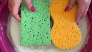 ASMR 💚 THICK DISH SOAP, LAUNDRY PASTE,MIX SPONGES SQUEEZING & RINSING 💦