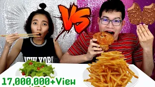 ชาเลนจ์อ้วน VS ผอม พี่กับน้อง #Mukbang​ FAT VS SKINNY FOOD CHALLENGE:ขันติ