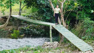 TIMELAPSE: Alone Build Bamboo Brigde START to FINISH - BUILD LOG CABIN, Farm Life